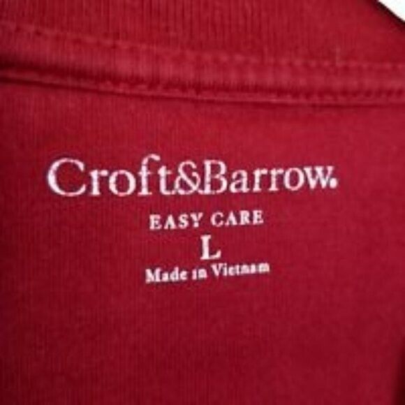 Croft & Barrow Mens Sz XL Red White Striped Short Sleeve Polo Shirt - Picture 2 of 8